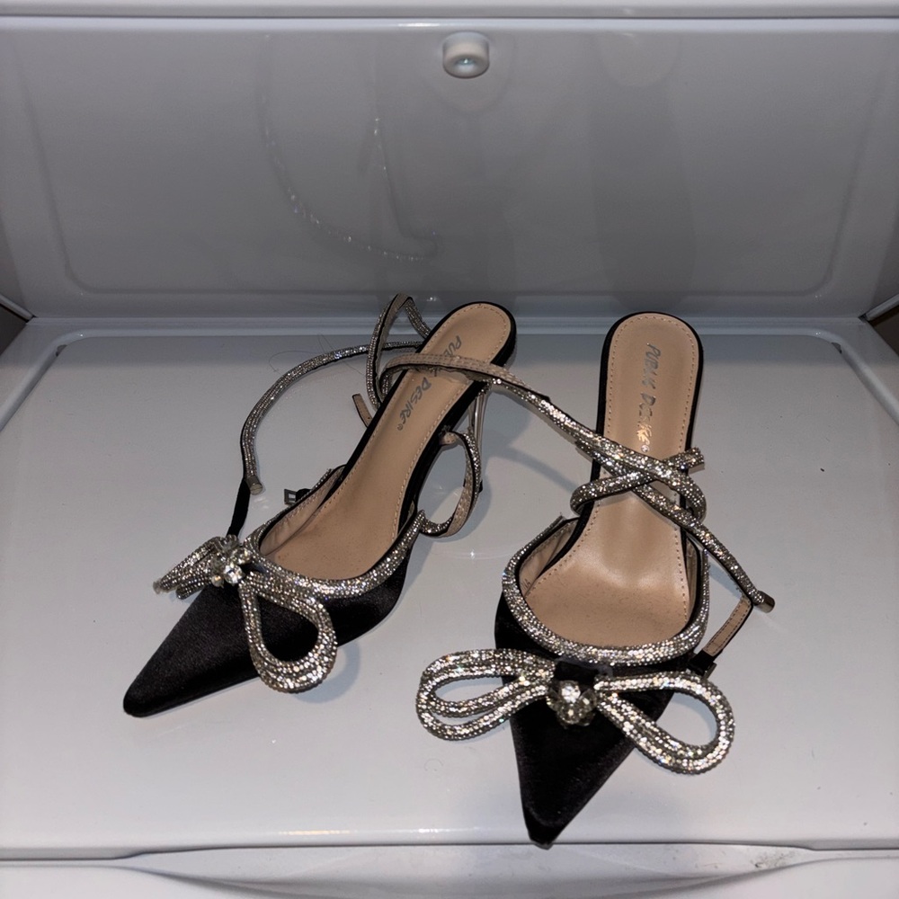 Public Desire Black and Silver Heels